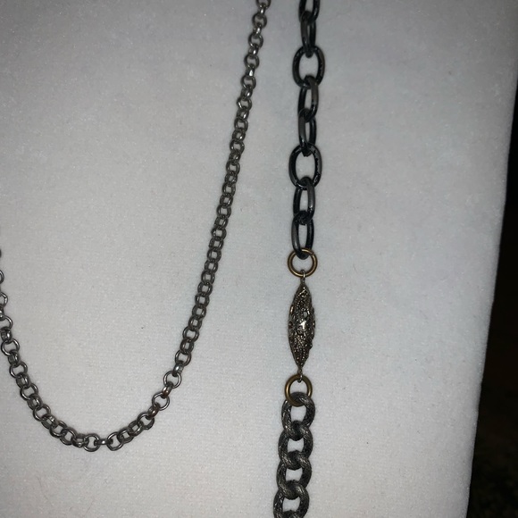 Ladies two chain metal necklace - Picture 4 of 6